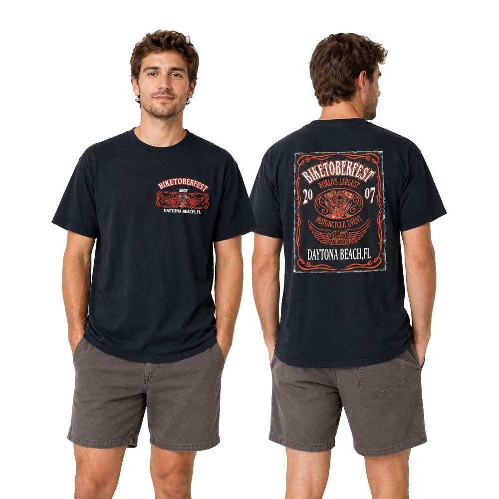 2007 Biketoberfest Daytona Beach FL 15th Anniversary Tee Jerzees Medium Biker